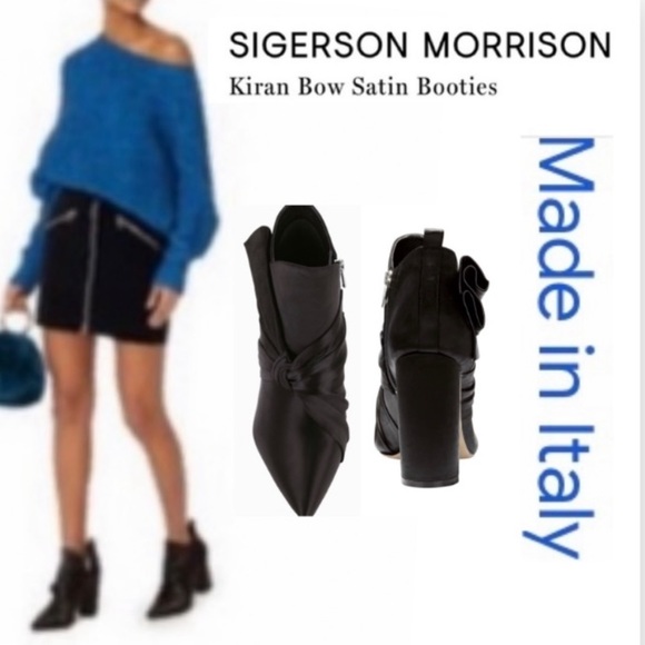 Sigerson Morrison Leather & Satin Booties (8) - Picture 7 of 16